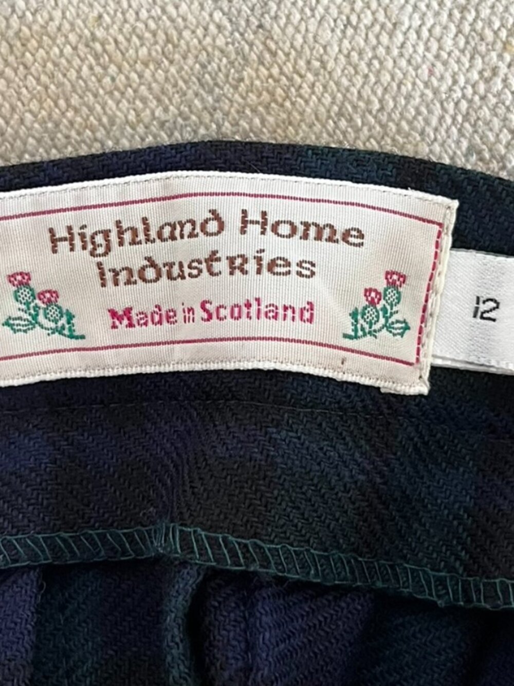 Highland Home Industries Blue/Green Plaid 100% Pure New Wool Classic Skirt Sz 12 - Picture 7 of 8